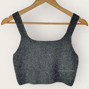 Everlane Cozy Stretch Cropped Tank Top Size M Gray Wool Sleeveless Layering Chic